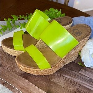 Gianni Bini Yellow Tan Wedge Sandals